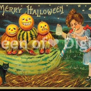 Digital Download Vintage Halloween Post Card Image Ephemera