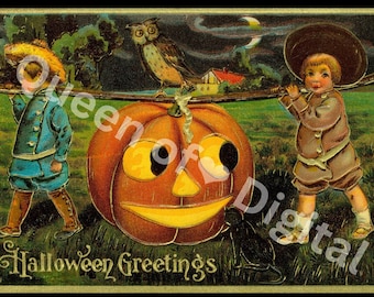 デジタルダウンロード ヴィンテージ ハロウィーン ポストカード 画像 エフェメラ
