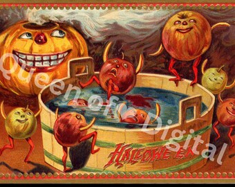 Digital nedladdning Vintage Halloween vykort bild Ephemera