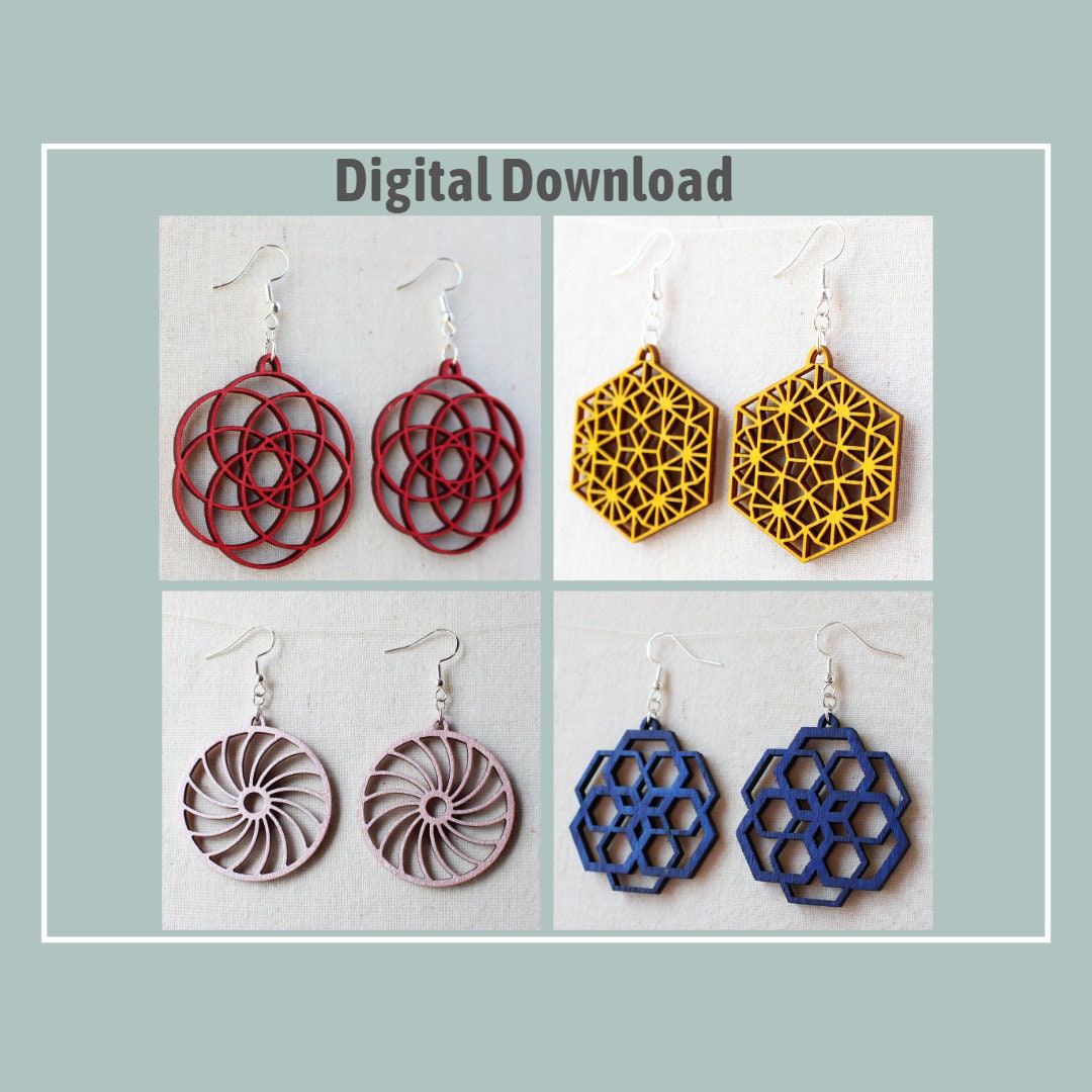 Earring Vector File for Laser Cutting Earring Patterns for Leather