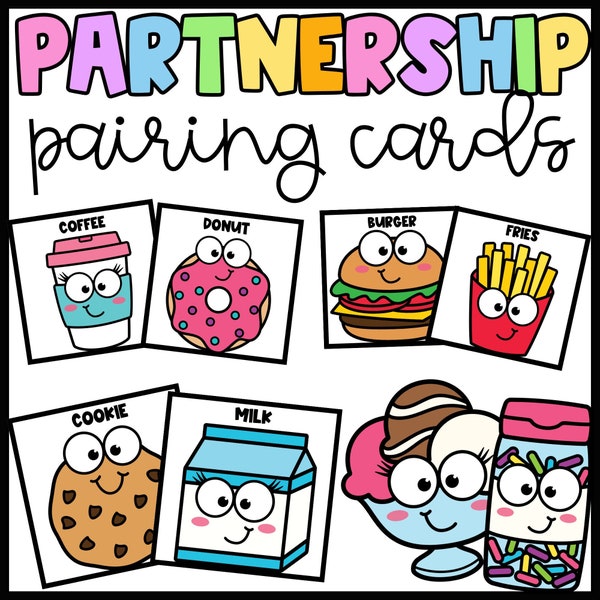 Partner Pairing Cards-Partnership Cooperative Learning-Peanut Butter Jelly +MORE