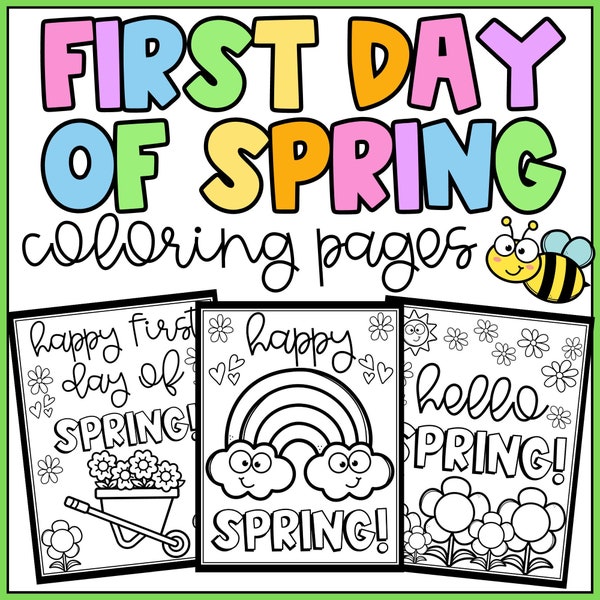 First Day of Spring Coloring Pages! Spring is Here! Activity for March April May