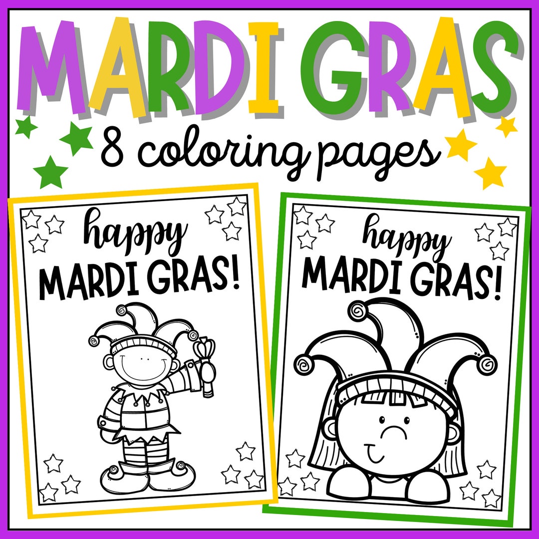 Mardi Gras Coloring Pages 8 Coloring Activities for Mardi Gras Fat Tuesday Instant Download Printable