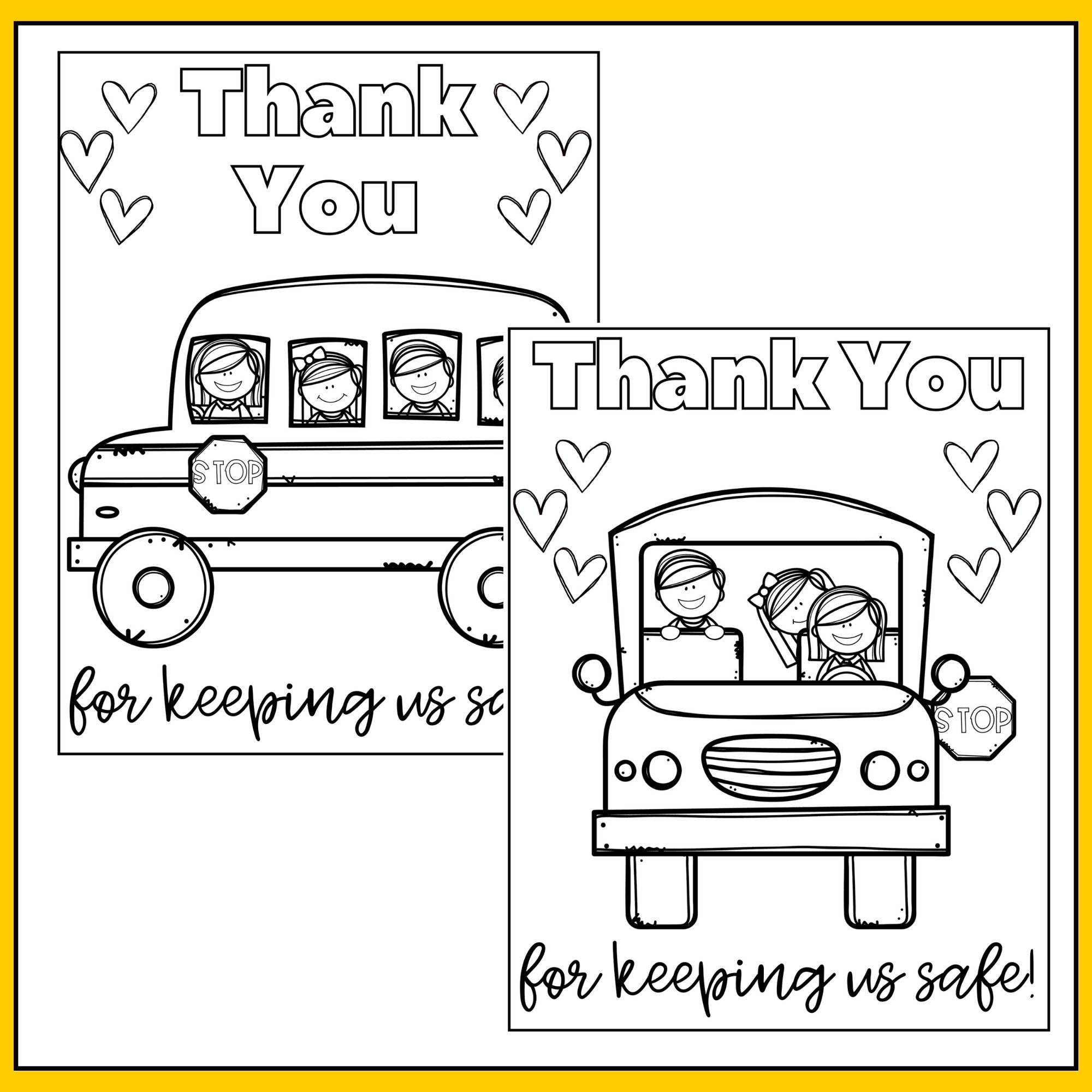 Bus Driver Appreciation Thank You Letters & Coloring Pages Download Printable Etsy