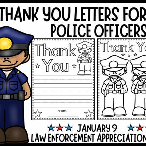 Día de agradecimiento a las autoridades: 9 de enero: redacción de cartas de agradecimiento y coloración para agentes de policía y autoridades