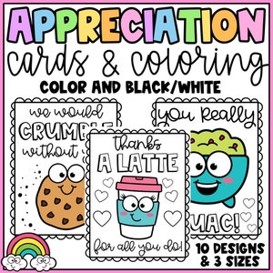 Cartes de remerciement et coloriage - Enseignant, directeur d'école, personnel de l'école - Couleur et noir et blanc