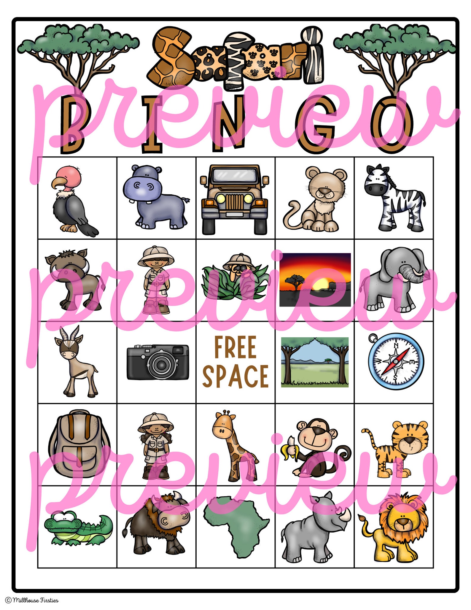 Safari BINGO Game - Class or Party Game for African Safari Theme - Etsy