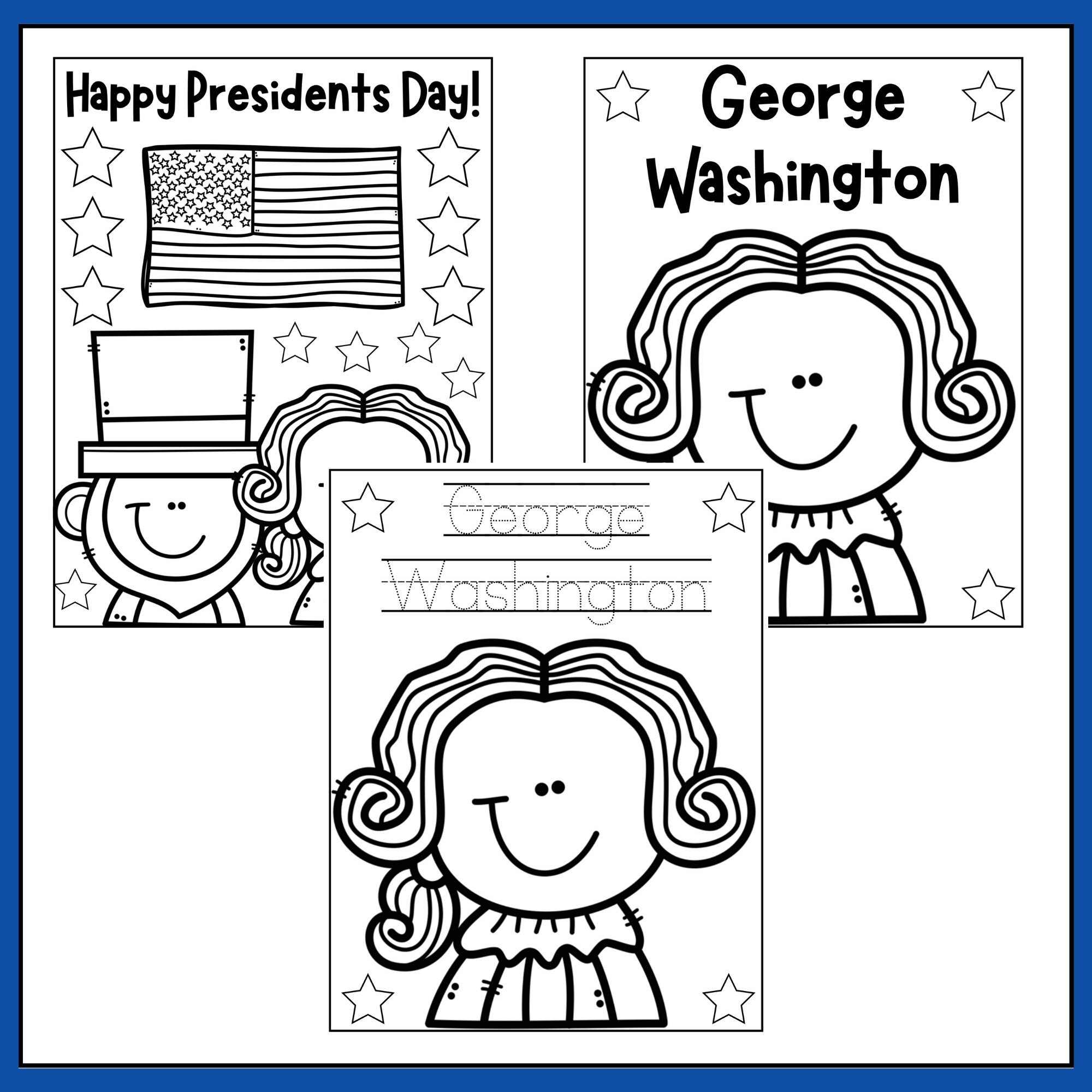 Presidents Day Coloring Pages and Tracing George Washington, Abraham ...