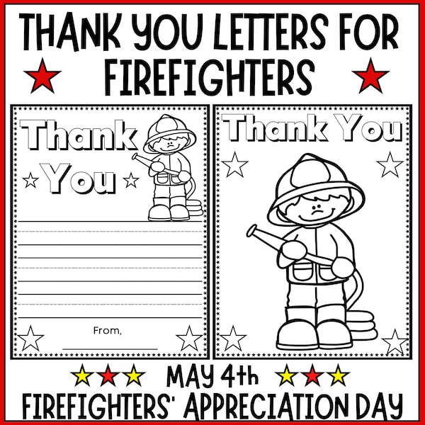Firefighters Day - Thank You Firefighter Letters and Coloring