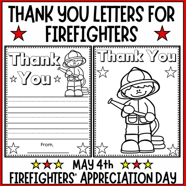 Firefighters Day - Thank You Firefighter Letters and Coloring