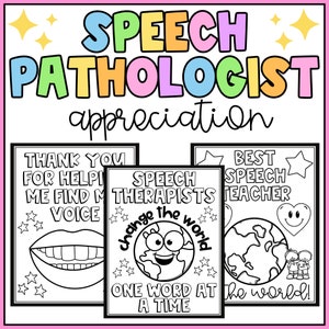 Agradecimiento al patólogo del habla SLP - Cartas de agradecimiento y páginas para colorear - Descargar - Imprimible