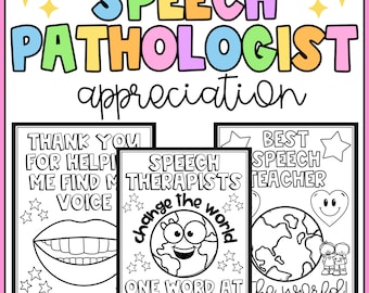 SLP Speech Pathologist Appreciation - Thank You Letters & Coloring Pages - Download - Printable