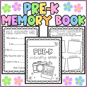 Pre-Kindergarten Memory Book - End of Year Pre-K Book - Writing and Coloring