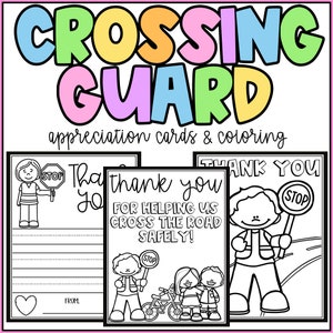 Guardia de cruce- Tarjetas para colorear de agradecimiento-Ayudantes de la comunidad gracias
