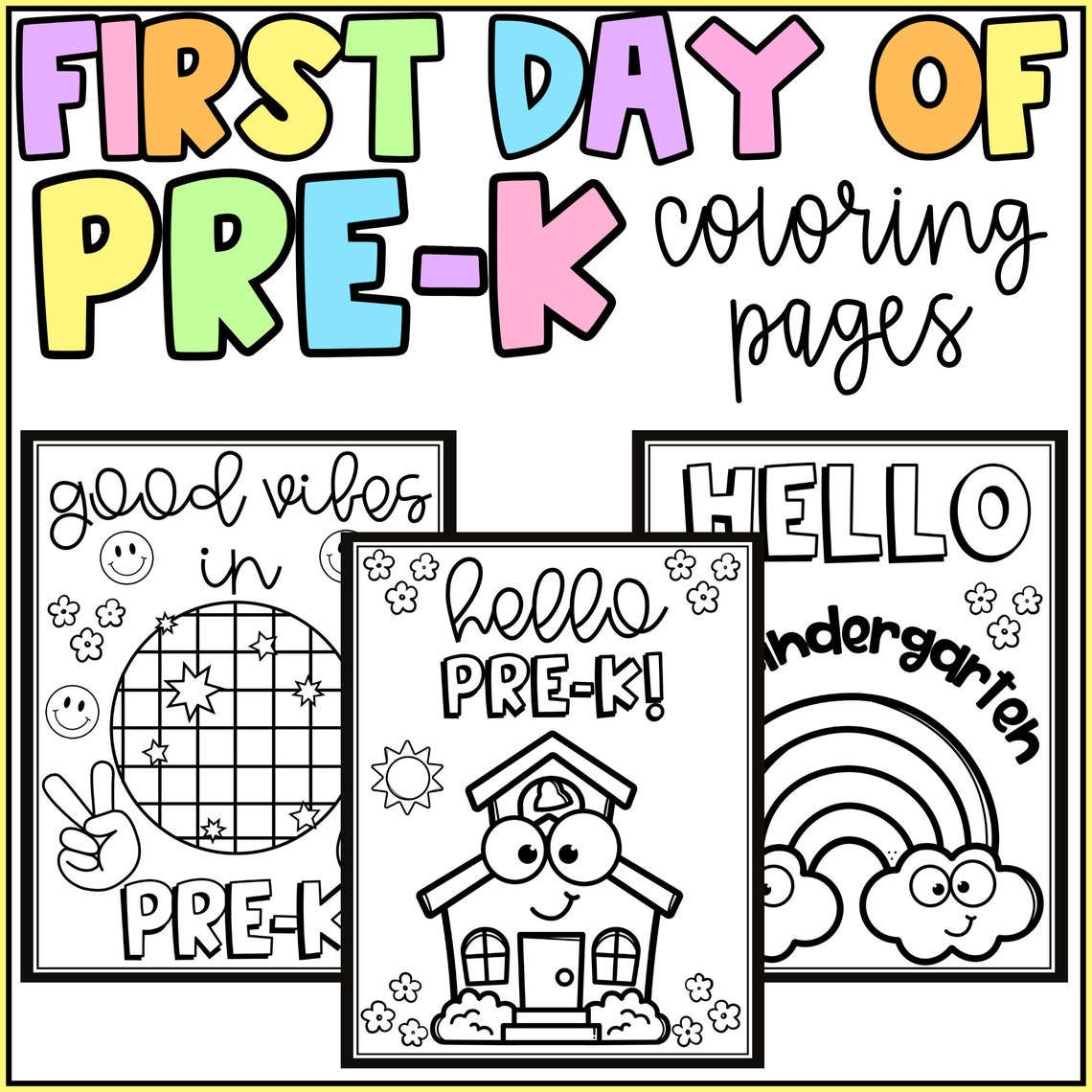 Hello Pre-k Coloring Pages - First Day of Pre-kindergarten Activity ...