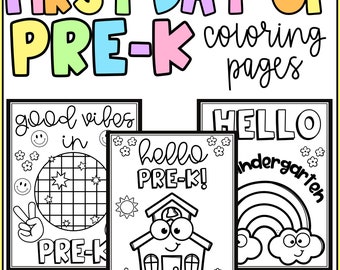 Hello Pre-K Coloring Pages - First Day of Pre-Kindergarten Activity -Low Prep