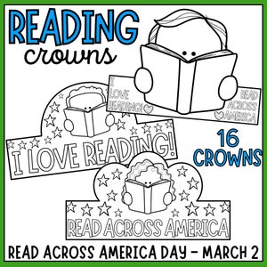 Reading Crowns-Hats-Headband Craft for Read Across America Day - March 2 - I love Reading