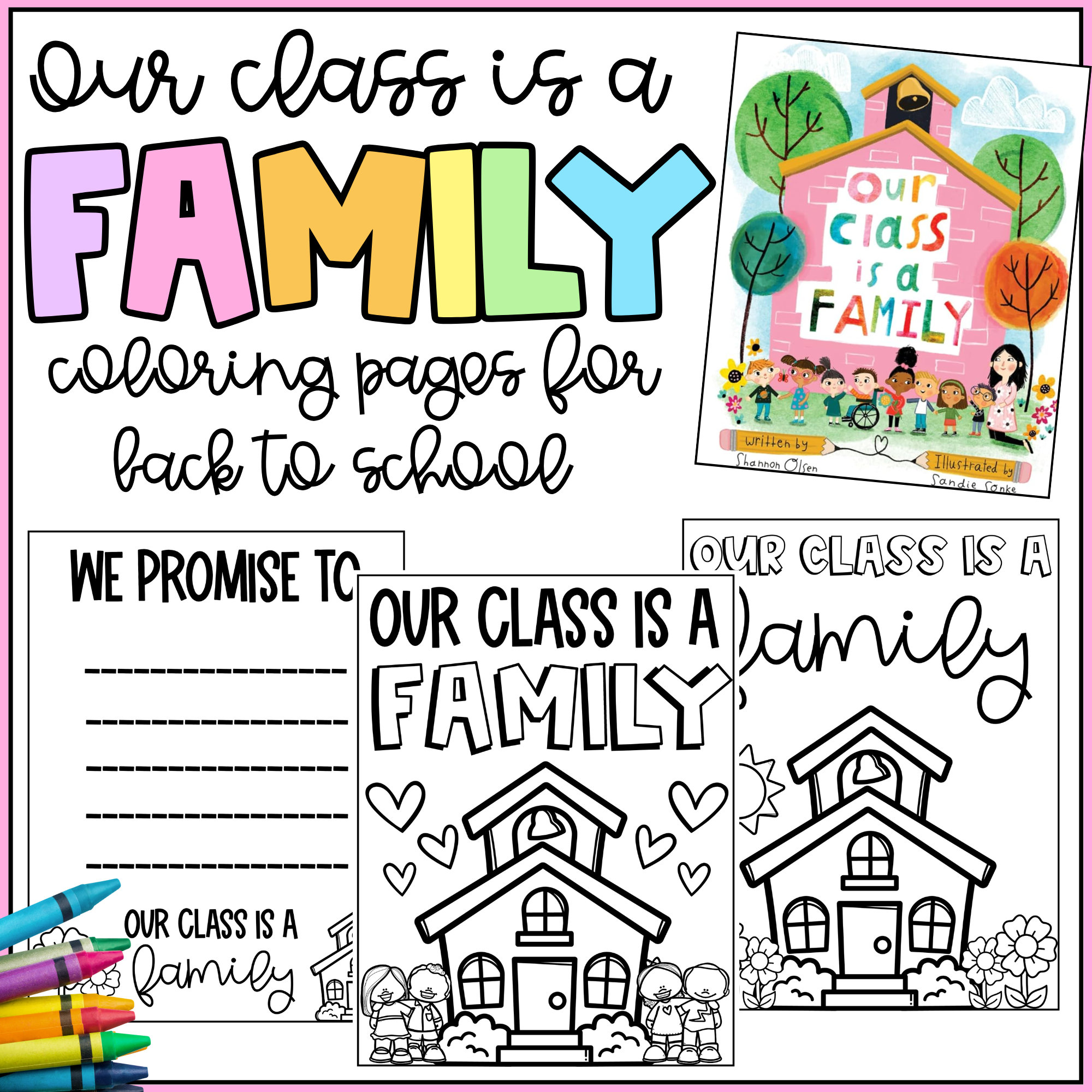 Back to School - Our Class is a Family Activities - Coloring Pages and Rules