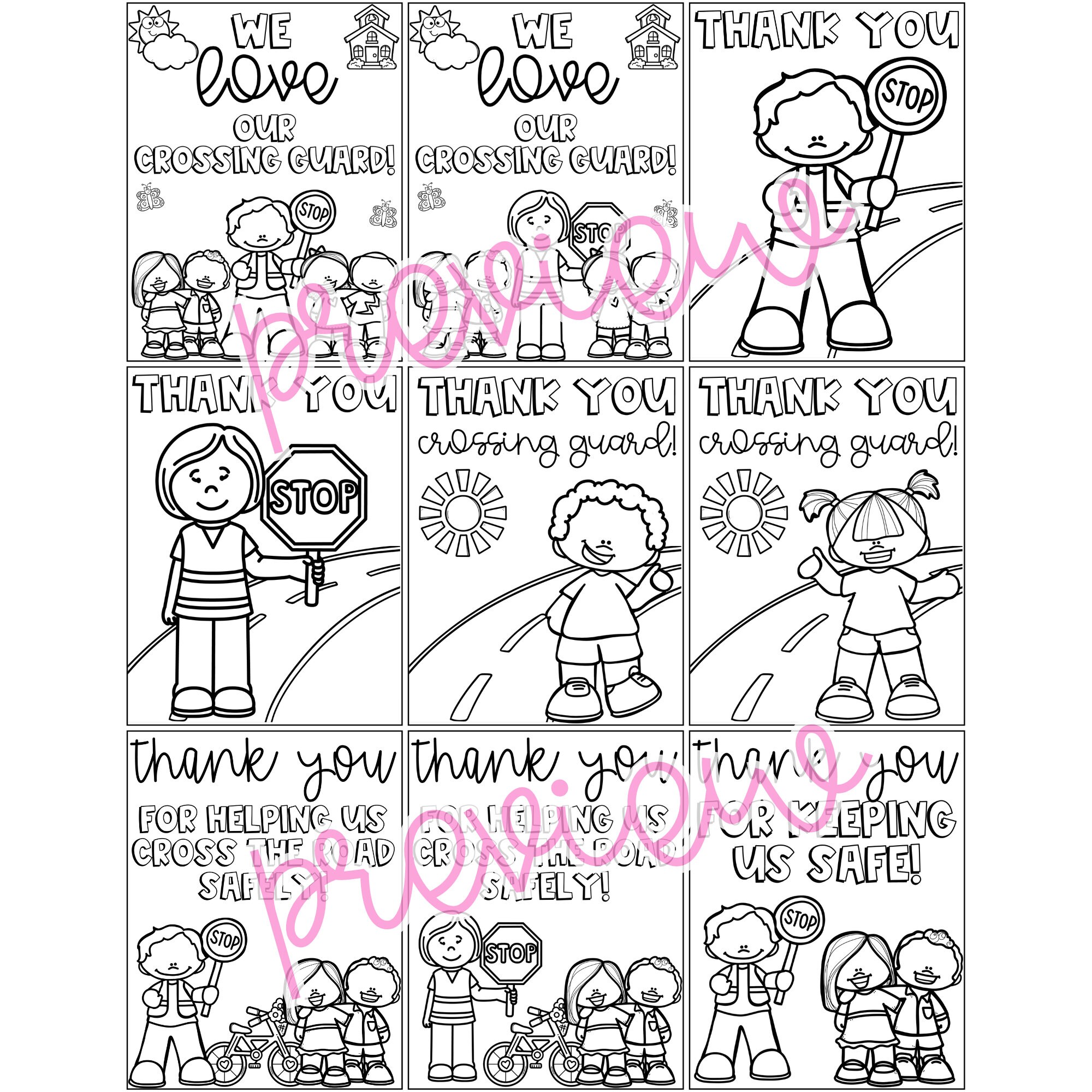 crossing-guard-appreciation-coloring-cards-community-helpers-thank-you-etsy for Free Printable Crossing Guard Thank You Crossing Guard- Appreciation Coloring Cards-community Helpers Thank You - Etsy for Free Printable Crossing Guard Thank You