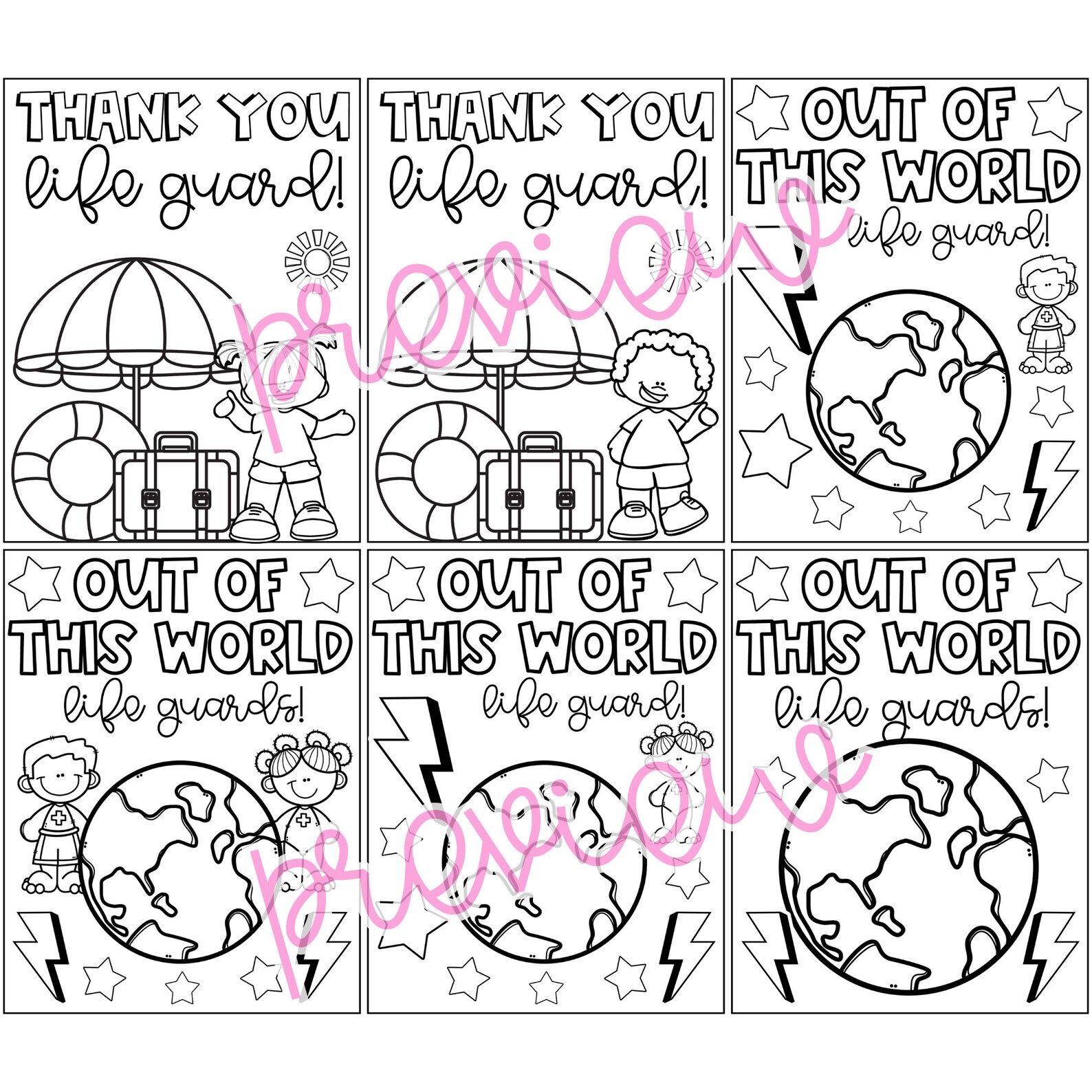 Life Guard- Appreciation Coloring Cards-community Helpers Thank You - Etsy