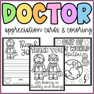 Doctor Appreciation kleurplaten en kaarten: communityhelpers bedankt