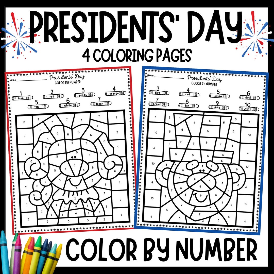 Presidents' Day Color by Number Coloring Pages-george