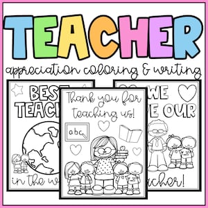 Lehrer Wertschätzung Thank You Coloring Pages & Writing- Wir lieben unseren Lehrer!