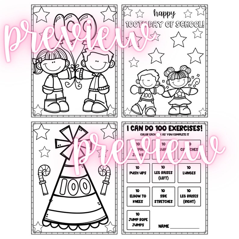 100th Day of School Coloring Pages, Writing Pages, and 100 Day ...