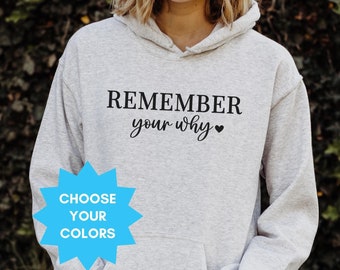 Remember Your Why Hoodie, Positivity Sweatshirt Oversize Aesthetic, Trendy Fall Clothing, Winter Crewneck, Mental Health Motivational Gift