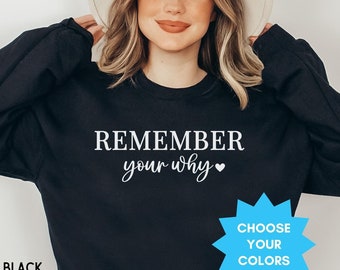 Remember Your Why Sweatshirt, Positivity Hoodie Oversize Aesthetic, Trendy Fall Clothing, Winter Crewneck, Mental Health Motivational Gift