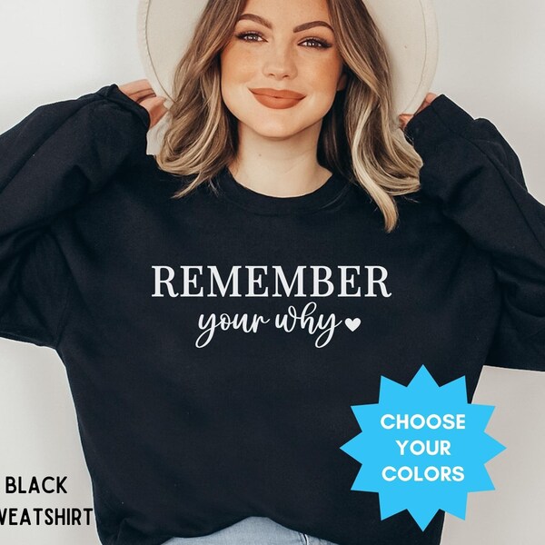 Remember Your Why Sweatshirt, Positivity Hoodie Oversize Aesthetic, Trendy Fall Clothing, Winter Crewneck, Mental Health Motivational Gift