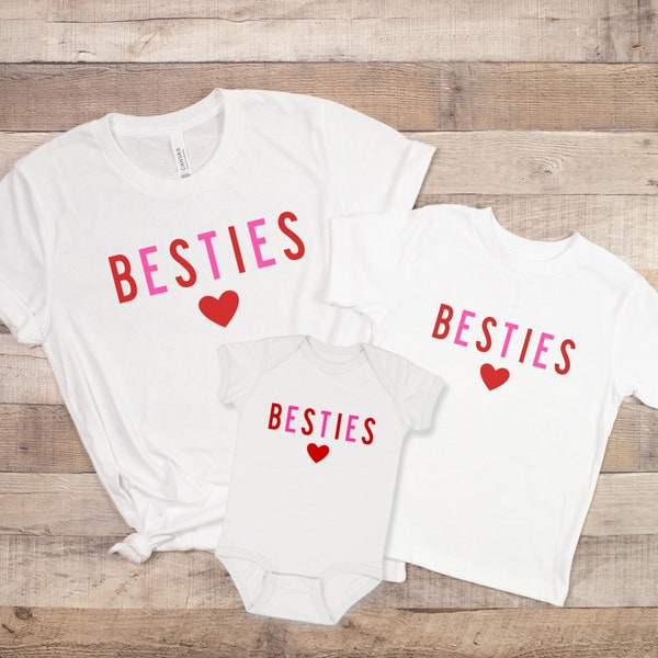 Besties Mommy and Me Matching Shirts, Mother Daughter Outfits, Youth Child Kids Girls Tshirts, Valentines Day Toddler Baby Bodysuit Infant