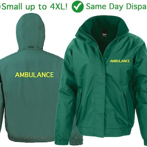 VINYL PRINTED - Ambulance Paramedic Waterproof Thermal Jacket First Aid, Medical, Healthcare NHS Unisex