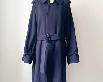 Vintage coat, Burberry, women&#39;s coat, detective coat, vintage, retro coat, blue coat, 80s, 90s, Burberry coat