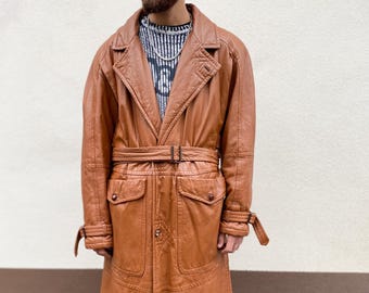 Vintage Leather Coat, Casa Veneta, Biker Coat, Brown Leather Coat 