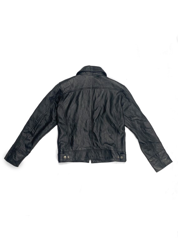 90s vintage short leather jacket （ S ） VINTAGE Short Black Leather Jacket - Early 90s INC