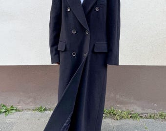 Vintage coat, Burberry, women&#39;s coat, detective coat, vintage, retro coat, blue coat, 80s, 90s, Burberry coat