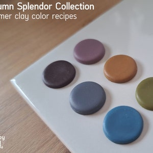 Recetas de colores de arcilla polimérica, Guía de mezcla de colores de otoño, Recetas de colores FIMO, Paleta neutra de otoño, Tonos terrosos cálidos, Tutorial digital
