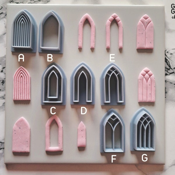 Arch Clay Cutter Bundle, U Shape Clay Cutter, Embossed Cutter Set, Arch Earring Cutter, Gothic Arched Window earrings, Donut, polimeric clay