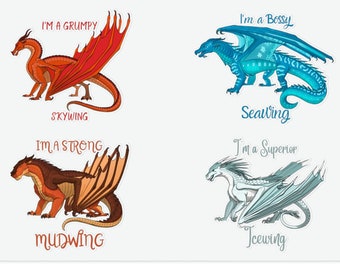 Wings of Fire Sticker Sheet, Wings of Fire Stickers, Mudwing sticker, skywing sticker, seawing sticker, Icewing sticker, WOF Fan, Dragons