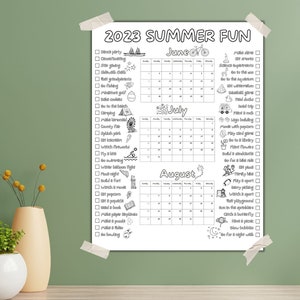 Printable 2023 Summer Fun List, Printable Summer Calendar Poster, Summer Fun Poster, Summer Activities, Summer Vacation, Summer Bucket List