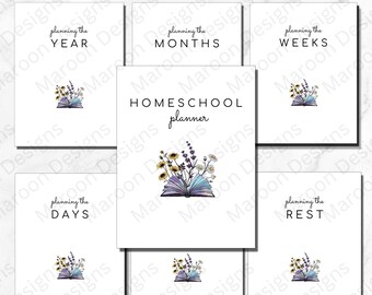 Minimalist Homeschool Planner Bundle, Printable Homeschool planner pages, Lesson Planner, Academic Planner, PDF, Homeschool Schedule