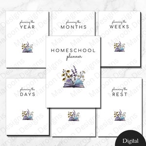 Pacote minimalista de planejador de ensino em casa, páginas de planejador de ensino em casa para impressão, planejador de aulas, planejador acadêmico, PDF, cronograma de ensino em casa