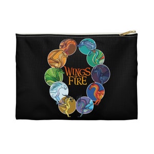 Wings of Fire All Dragons Together Pencil case, Glory, Tsunami, Peril, Clay, Starflight, Sunny, Winter, Sundew, Cricket, WOF Accessory Pouch