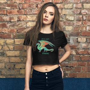 Wings of Fire Crop Tee for Women/Girls, I am a lazy Rainwing