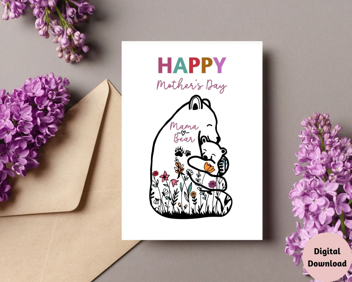 Printable Mothers Day Greeting Card, Mother's Day Greeting Card, Printable Greeting Card ...