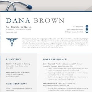 Nurse Resume, Registered Nurse Resume, Nursing Student Resume, New Grad Nurse, CV Template Medical, Resume Template with Cover Letter