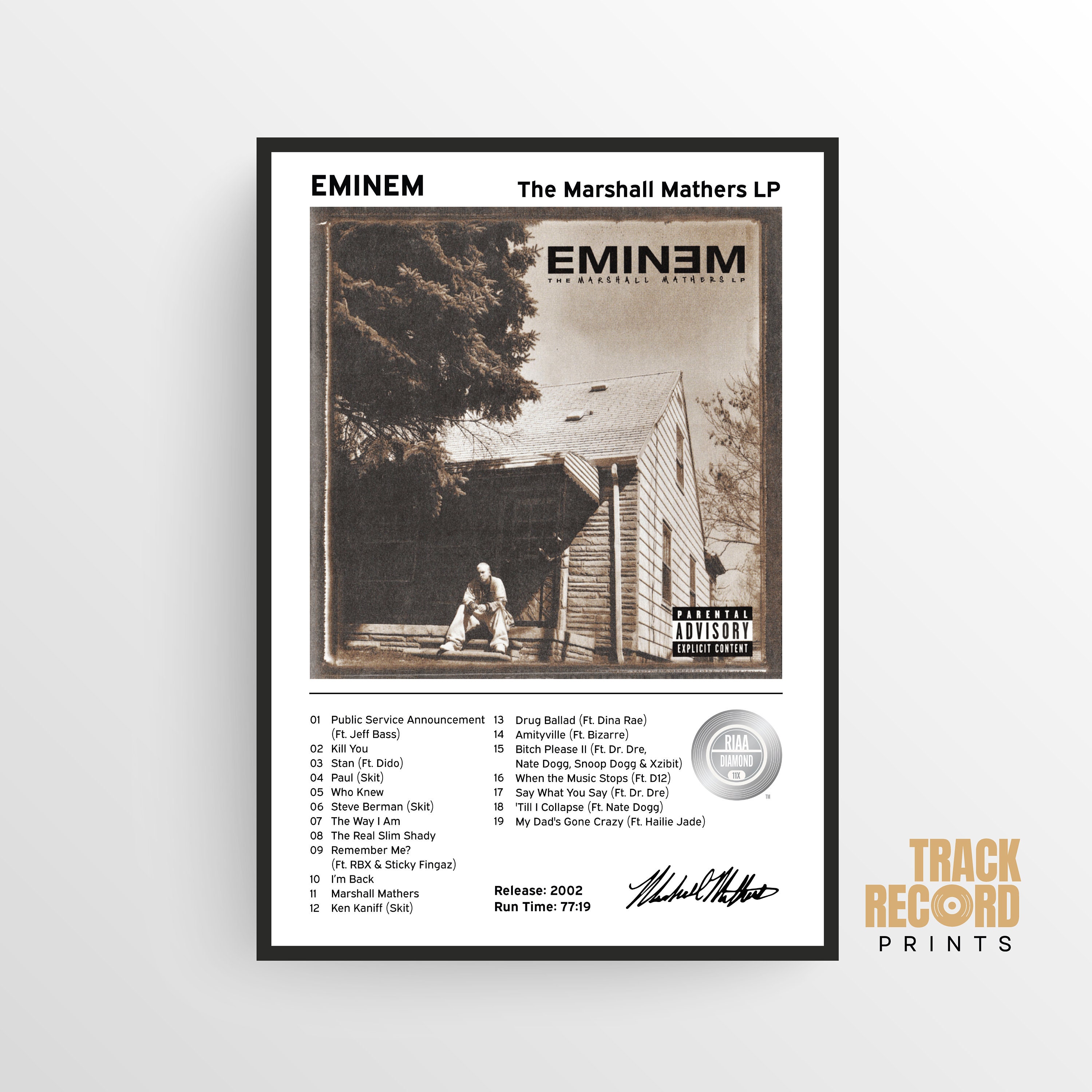 Eminem the Marshall Mathers LP 2000 Album Cover Poster Print Highquality Art Slim Shady