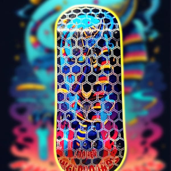 HOLOGRAPHIC unique fingerboard, fingerboard wood deck pro, 34 x 99 mm real wear holographic, upgrade to complete setup!