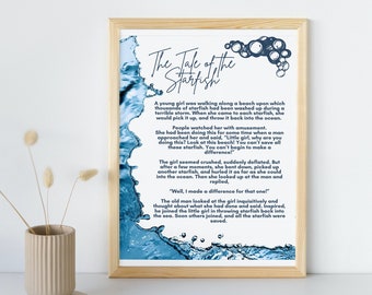 The Starfish Story, It Matters To This One, Printable Décor, Teacher Gift, Beach Wall Art, Coastal Décor, pdf, digital download